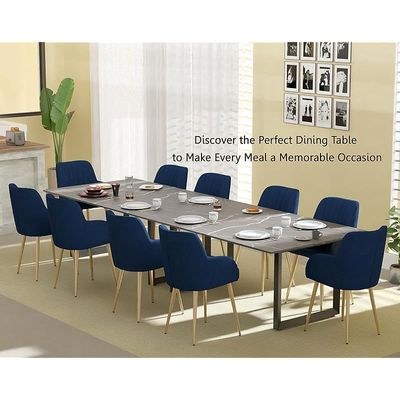 Mahmayi Dec 136 BLK Modern Wooden Dining Table Loop-Leg, 10-Seater for Kitchen & Dining, Living Room Furniture - 360cm, Black Pietra Grigia - Stylish Home Decor & Family Dining Ensemble - Image 5