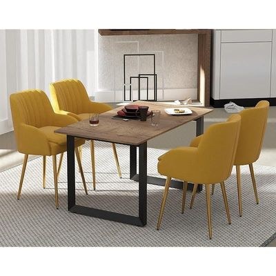 Mahmayi Dec 136 BLK Modern Wooden Dining Table Loop-Leg, 6-Seater for Kitchen & Dining, Living Room Furniture - 140cm, Tobacco Halifax Oak - Stylish Home Decor & Family Dining Ensemble - Image 2