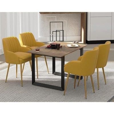 Mahmayi Dec 136 BLK Modern Wooden Dining Table Loop-Leg, 4-Seater for Kitchen & Dining, Living Room Furniture - 120cm, Tobacco Halifax Oak Finish - Stylish Home Decor & Family Dining Ensemble - Image 2