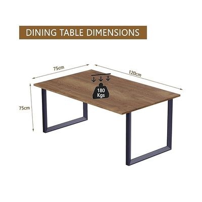 Mahmayi Dec 136 BLK Modern Wooden Dining Table Loop-Leg, 4-Seater for Kitchen & Dining, Living Room Furniture - 120cm, Tobacco Halifax Oak Finish - Stylish Home Decor & Family Dining Ensemble - Image 4