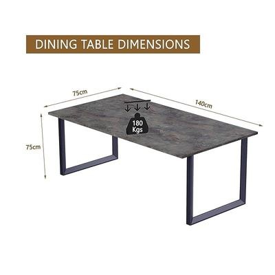 Mahmayi Dec 136 BLK Modern Wooden Dining Table Loop-Leg, 6-Seater for Kitchen & Dining, Living Room Furniture - 140cm, Anthracite Metal Rocks - Stylish Home Decor & Family Dining Ensemble - Image 5