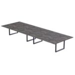 Mahmayi Dec 136 BLK Modern Wooden Dining Table Loop-Leg, 10-Seater for Kitchen & Dining, Living Room Furniture - 360cm, Anthracite Metal Rocks - Stylish Home Decor & Family Dining Ensemble