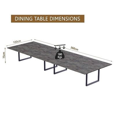 Mahmayi Dec 136 BLK Modern Wooden Dining Table Loop-Leg, 10-Seater for Kitchen & Dining, Living Room Furniture - 360cm, Anthracite Metal Rocks - Stylish Home Decor & Family Dining Ensemble - Image 3
