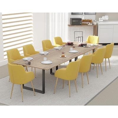 Mahmayi Dec 136 BLK Modern Wooden Dining Table Loop-Leg, 10-Seater for Kitchen & Dining, Living Room Furniture - 360cm, Tobacco Halifax Oak - Stylish Home Decor & Family Dining Ensemble - Image 2