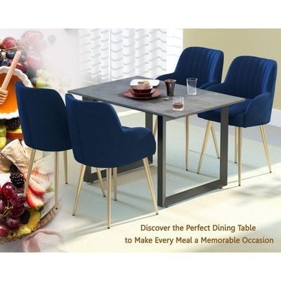 Mahmayi Dec 136 BLK Modern Wooden Dining Table Loop-Leg, 4-Seater for Kitchen & Dining, Living Room Furniture - 120cm, Anthracite Metal Rocks Finish - Stylish Home Decor & Family Dining Ensemble - Image 3
