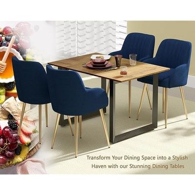 Mahmayi Dec 136 BLK Modern Wooden Dining Table Loop-Leg, 4-Seater for Kitchen & Dining, Living Room Furniture - 120cm, Cognac Brown Sherman Oak Finish - Stylish Home Decor & Family Dining Ensemble - Image 5