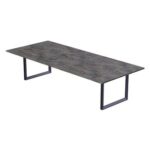 Mahmayi Dec 136 BLK Modern Wooden Dining Table Loop-Leg, 8-Seater for Kitchen & Dining, Living Room Furniture - 240cm, Anthracite Metal Rocks Finish - Stylish Home Decor & Family Dining Ensemble