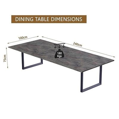 Mahmayi Dec 136 BLK Modern Wooden Dining Table Loop-Leg, 8-Seater for Kitchen & Dining, Living Room Furniture - 240cm, Anthracite Metal Rocks Finish - Stylish Home Decor & Family Dining Ensemble - Image 3