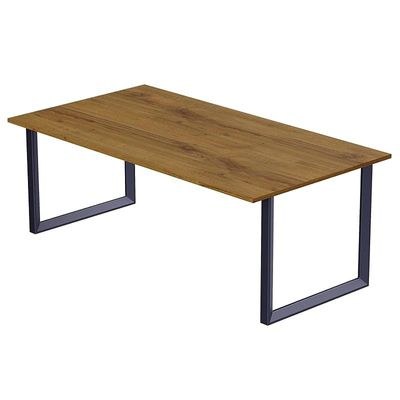 Mahmayi Dec 136 BLK Modern Wooden Dining Table Loop-Leg, 6-Seater for Kitchen & Dining, Living Room Furniture - 140cm, Cognac Brown Sherman Oak Finish - Stylish Home Decor & Family Dining Ensemble - Image 3