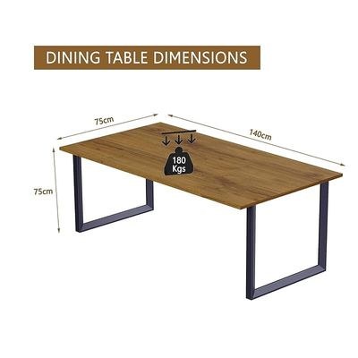 Mahmayi Dec 136 BLK Modern Wooden Dining Table Loop-Leg, 6-Seater for Kitchen & Dining, Living Room Furniture - 140cm, Cognac Brown Sherman Oak Finish - Stylish Home Decor & Family Dining Ensemble - Image 4