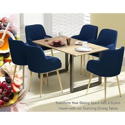 Mahmayi Dec 136 BLK Modern Wooden Dining Table Loop-Leg, 6-Seater for Kitchen & Dining, Living Room Furniture - 140cm, Cognac Brown Sherman Oak Finish - Stylish Home Decor & Family Dining Ensemble - Image 5