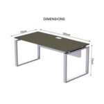 Mahmayi Carre 5116 Modern Workstation without Drawer, Computer Desk, Square Metal Legs with Modesty Panel - Grey - Ideal for Home, Office