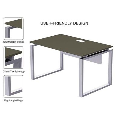 Mahmayi Carre 5116 Modern Workstation without Drawer, Computer Desk, Square Metal Legs with Modesty Panel - Grey - Ideal for Home, Office - Image 4