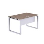 Mahmayi Carre 5116 Modern Workstation without Drawer, Computer Desk, Square Metal Legs with Modesty Panel - Truffle Davos Oak - Ideal for Home, Office