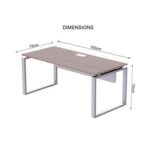 Mahmayi Carre 5116 Modern Workstation without Drawer, Computer Desk, Square Metal Legs with Modesty Panel - Truffle Davos Oak - Ideal for Home, Office