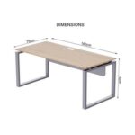 Mahmayi Carre 5116 Modern Workstation without Drawer, Computer Desk, Square Metal Legs with Modesty Panel - Coco Bolo - Ideal for Home, Office