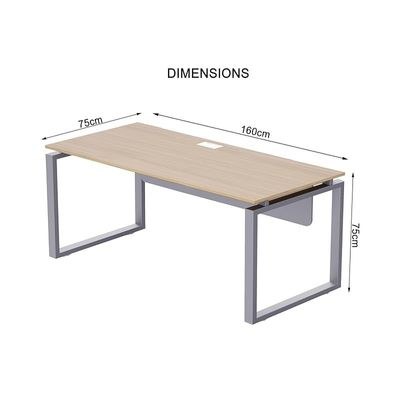 Mahmayi Carre 5116 Modern Workstation without Drawer, Computer Desk, Square Metal Legs with Modesty Panel - Coco Bolo - Ideal for Home, Office - Image 3