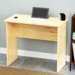 Mahmayi Modern MP1 Study Table, Executive Desk 80x40 with Black BS02 Desktop Socket with USB A/C Port Natural Davos Oak Ideal for Office, Home, Meeting Room