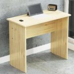 Mahmayi Modern MP1 Study Table, Executive Desk 80x40 with Black BS02 Desktop Socket with USB A/C Port Natural Davos Oak Ideal for Office, Home, Meeting Room