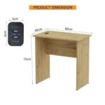 Mahmayi Modern MP1 Study Table, Executive Desk 80x40 with Black BS02 Desktop Socket with USB A/C Port Natural Davos Oak Ideal for Office, Home, Meeting Room