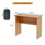 Mahmayi Modern MP1 Study Table, Executive Desk 90x45 with Black BS02 Desktop Socket with USB A/C Port Natural Dijon Walnut Ideal for Office, Home, Meeting Room