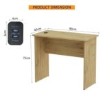 Mahmayi Modern MP1 Study Table, Executive Desk 90x45 with Black BS02 Desktop Socket with USB A/C Port Natural Davos Oak Ideal for Office, Home, Meeting Room