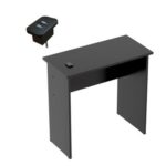 Mahmayi Modern MP1 Study Table, Executive Desk 80x40 with Black BS02 Desktop Socket with USB A/C Port Black Ideal for Office, Home, Meeting Room