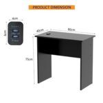 Mahmayi Modern MP1 Study Table, Executive Desk 80x40 with Black BS02 Desktop Socket with USB A/C Port Black Ideal for Office, Home, Meeting Room