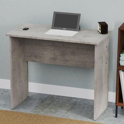 Mahmayi Modern MP1 Study Table, Executive Desk 90x45 with Black BS02 Desktop Socket with USB A/C Port Light Grey Chicago Concrete Ideal for Office, Home, Meeting Room