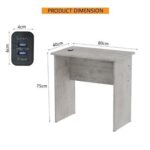 Mahmayi Modern MP1 Study Table, Executive Desk 80x40 with Black BS02 Desktop Socket with USB A/C Port Light Grey Chicago Concrete Ideal for Office, Home, Meeting Room