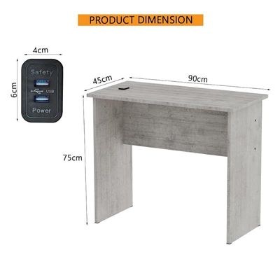 Mahmayi Modern MP1 Study Table, Executive Desk 90x45 with Black BS02 Desktop Socket with USB A/C Port Light Grey Chicago Concrete Ideal for Office, Home, Meeting Room - Image 4