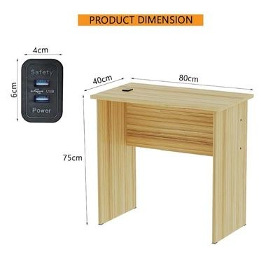 Mahmayi Modern MP1 Study Table, Executive Desk 80x40 with Black BS02 Desktop Socket with USB A/C Port Coco Bolo Ideal for Office, Home, Meeting Room - Image 4