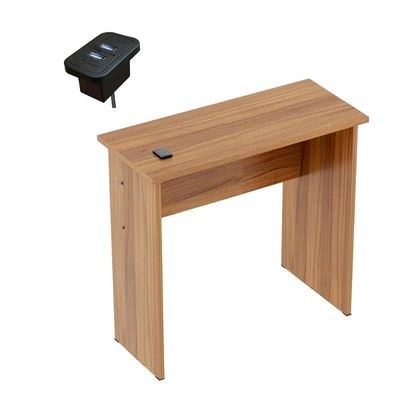 Mahmayi Modern MP1 Study Table, Executive Desk 80x40 with Black BS02 Desktop Socket with USB A/C Port Natural Dijon Walnut Ideal for Office, Home, Meeting Room - Image 3