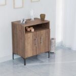 Mahmayi Modern Multifunctional Medium Height Cabinet with 2 Door Storage and Single Open Shelf - Truffle Davos Oak - Ideal for Hallway, Living Room, Kitchen, Bedroom