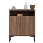 Mahmayi Modern Multifunctional Medium Height Cabinet with 2 Door Storage and Single Open Shelf - Truffle Davos Oak - Ideal for Hallway, Living Room, Kitchen, Bedroom