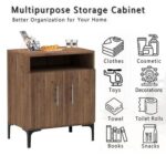 Mahmayi Modern Multifunctional Medium Height Cabinet with 2 Door Storage and Single Open Shelf - Truffle Davos Oak - Ideal for Hallway, Living Room, Kitchen, Bedroom
