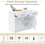 Mahmayi Modern Multifunctional Medium Height Cabinet with 2 Drawers and 2 Door Storage - White - Ideal for Hallway, Living Room, Kitchen, Bedroom