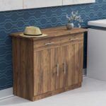 Mahmayi Modern Multifunctional Medium Height Cabinet with 2 Drawers and 2 Door Storage - Dark Hunton Oak - Ideal for Hallway, Living Room, Kitchen, Bedroom