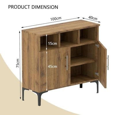 Mahmayi Modern Multifunctional Medium Height Cabinet with 2 Door Storage and 3 Open Shelf - Cognac Brown Sherman Oak - Ideal for Hallway, Living Room, Kitchen, Bedroom - Image 4