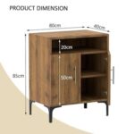 Mahmayi Modern Multifunctional Medium Height Cabinet with 2 Door Storage and Single Open Shelf - Cognac Brown Sherman Oak - Ideal for Hallway, Living Room, Kitchen, Bedroom