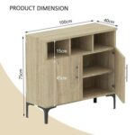 Mahmayi Modern Multifunctional Medium Height Cabinet with 2 Door Storage and 3 Open Shelf - Grey Bardolino Oak - Ideal for Hallway, Living Room, Kitchen, Bedroom