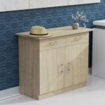 Mahmayi Modern Multifunctional Medium Height Cabinet with 2 Drawers and 2 Door Storage - Grey Bardolino Oak - Ideal for Hallway, Living Room, Kitchen, Bedroom