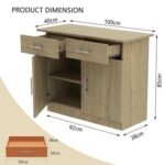 Mahmayi Modern Multifunctional Medium Height Cabinet with 2 Drawers and 2 Door Storage - Grey Bardolino Oak - Ideal for Hallway, Living Room, Kitchen, Bedroom