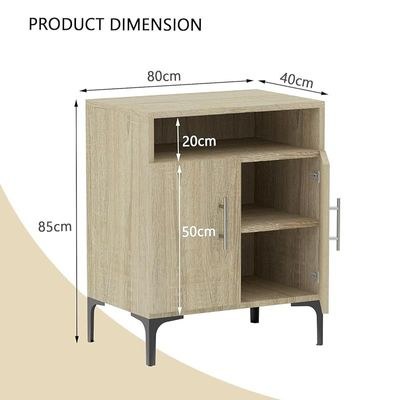 Mahmayi Modern Multifunctional Medium Height Cabinet with 2 Door Storage and Single Open Shelf - Grey Bardolino Oak - Ideal for Hallway, Living Room, Kitchen, Bedroom - Image 4