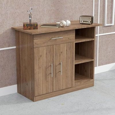 Mahmayi Modern Multifunctional Medium Height Cabinet with Single Drawer, 2 Door Storage and 3 Open Shelf - Truffle Davos Oak - Ideal for Hallway, Living Room, Kitchen, Bedroom - Image 2