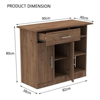 Mahmayi Modern Multifunctional Medium Height Cabinet with Single Drawer, 2 Door Storage and 3 Open Shelf - Truffle Davos Oak - Ideal for Hallway, Living Room, Kitchen, Bedroom - Image 4