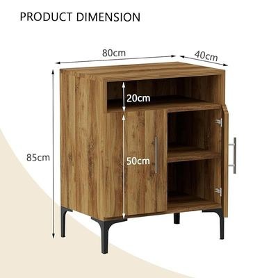 Mahmayi Modern Multifunctional Medium Height Cabinet with 2 Door Storage and Single Open Shelf - Dark Hunton Oak - Ideal for Hallway, Living Room, Kitchen, Bedroom - Image 4