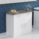 Mahmayi Modern Multifunctional Medium Height Cabinet with 2 Drawers and 2 Door Storage - Dark Grey Chicago Concrete and Premium White - Ideal for Hallway, Living Room, Kitchen, Bedroom