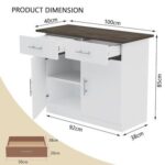 Mahmayi Modern Multifunctional Medium Height Cabinet with 2 Drawers and 2 Door Storage - Dark Grey Chicago Concrete and Premium White - Ideal for Hallway, Living Room, Kitchen, Bedroom