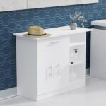 Mahmayi Modern Multifunctional Medium Height Cabinet with Single Drawer, 2 Door Storage and 3 Open Shelf - White - Ideal for Hallway, Living Room, Kitchen, Bedroom